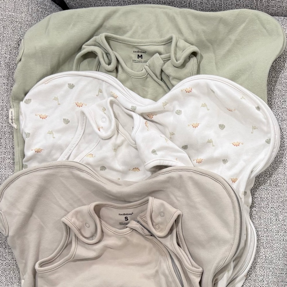 KeaBabies Assorted Baby Sleep Sacks - Neutrals, Snail Pattern & Mint